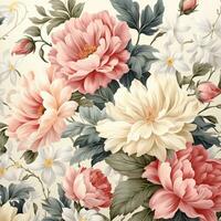 Abstract background colorful flower pattern, detailed shading, AI Generative photo