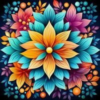 Abstract background colorful flower pattern, detailed shading, AI Generative photo