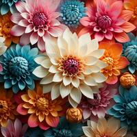 Abstract background colorful flower pattern, detailed shading, AI Generative photo