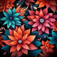 Abstract background colorful flower pattern, detailed shading, AI Generative photo