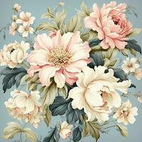 Abstract background colorful flower pattern, detailed shading, AI Generative photo