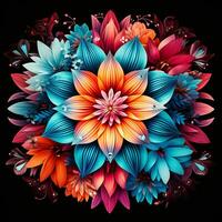 Abstract background colorful flower pattern, detailed shading, AI Generative photo