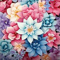 Abstract background colorful flower pattern, detailed shading, AI Generative photo