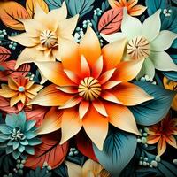 Abstract background colorful flower pattern, detailed shading, AI Generative photo