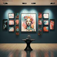 Art gallery photo exhibition in museum, AI Generative