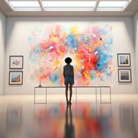 Art gallery photo exhibition in museum, AI Generative