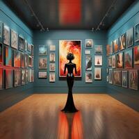 Art gallery photo exhibition in museum, AI Generative