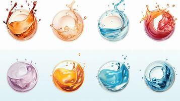 Abstract colorful soft drink bubble, splash effect, AI Generative photo