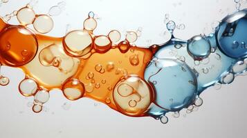 Abstract colorful soft drink bubble, splash effect, AI Generative photo