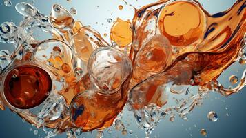 Abstract colorful soft drink bubble, splash effect, AI Generative photo