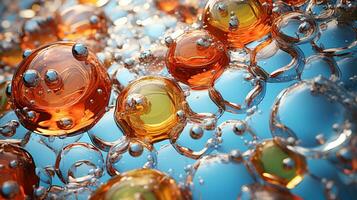 Abstract colorful soft drink bubble, splash effect, AI Generative photo