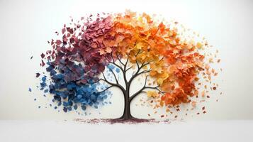 Season change on tree, represent change time through year, AI Generative photo