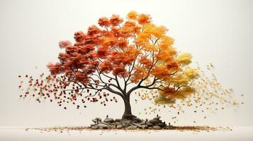 Season change on tree, represent change time through year, AI Generative photo