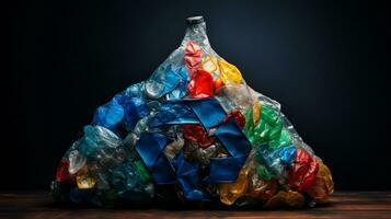 Plastic waste garbage used bottle, AI Generative photo