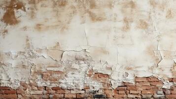 Abstract brick wall Old stained stucco texture, copy space, AI Generative photo