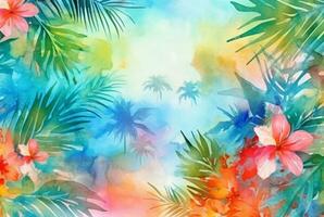 summer concept watercolor abstract background. generative ai photo