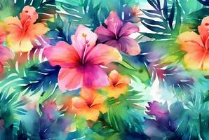 summer concept watercolor abstract background. generative ai photo