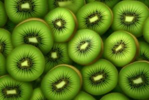 top view of neatly arranged kiwi fruit for background. generative ai photo