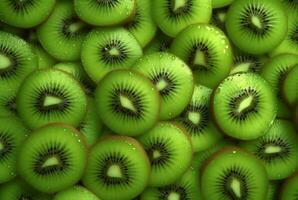 top view of neatly arranged kiwi fruit for background. generative ai photo