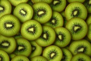parte superior ver de pulcramente arreglado kiwi Fruta para antecedentes. generativo ai foto