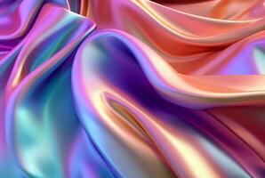 abstract background with 3d wave bright gold and purple gradient silk fabric. generative ai photo