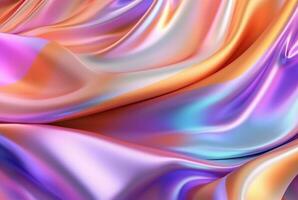 abstract background with 3d wave bright gold and purple gradient silk fabric. generative ai photo