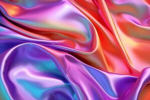 abstract background with 3d wave bright gold and purple gradient silk fabric. generative ai photo