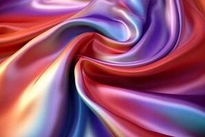 abstract background with 3d wave bright gold and purple gradient silk fabric. generative ai photo