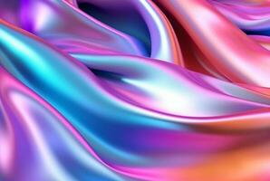 abstract background with 3d wave bright gold and purple gradient silk fabric. generative ai photo