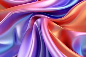 abstract background with 3d wave bright gold and purple gradient silk fabric. generative ai photo