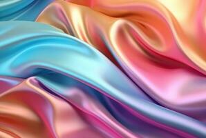 abstract background with 3d wave bright gold and purple gradient silk fabric. generative ai photo