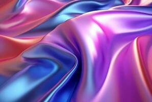 abstract background with 3d wave bright gold and purple gradient silk fabric. generative ai photo