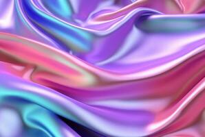 abstract background with 3d wave bright gold and purple gradient silk fabric. generative ai photo