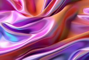 abstract background with 3d wave bright gold and purple gradient silk fabric. generative ai photo