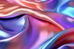 abstract background with 3d wave bright gold and purple gradient silk fabric. generative ai photo