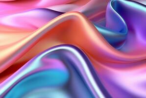 abstract background with 3d wave bright gold and purple gradient silk fabric. generative ai photo