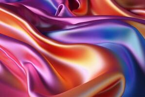 abstract background with 3d wave bright gold and purple gradient silk fabric. generative ai photo