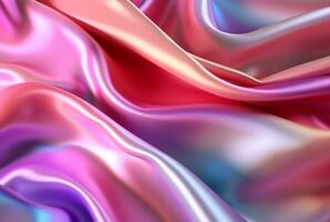 abstract background with 3d wave bright gold and purple gradient silk fabric. generative ai photo