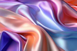 abstract background with 3d wave bright gold and purple gradient silk fabric. generative ai photo