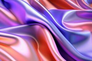 abstract background with 3d wave bright gold and purple gradient silk fabric. generative ai photo