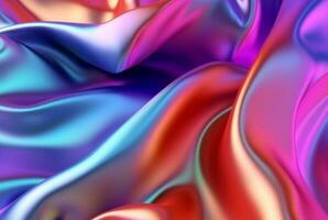 abstract background with 3d wave bright gold and purple gradient silk fabric. generative ai photo