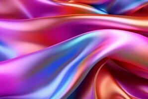 abstract background with 3d wave bright gold and purple gradient silk fabric. generative ai photo