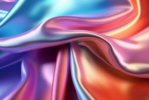 abstract background with 3d wave bright gold and purple gradient silk fabric. generative ai photo