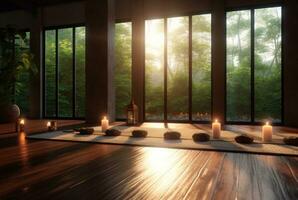 The Yoga Studio room of a beautiful bright modern style house. AI