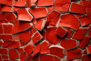 cracked red brick wall texture background. generative ai photo