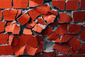 cracked red brick wall texture background. generative ai photo