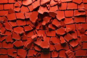 cracked red brick wall texture background. generative ai photo