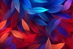 blue red leaves abstract background. generative ai photo