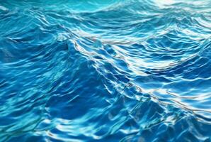 beautiful blue waves water background. generative ai photo