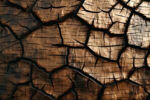 Cracked vintage wood texture background. generative AI photo